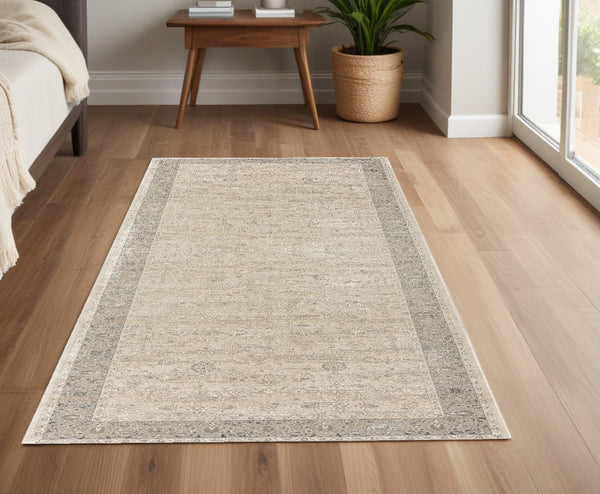 Homeroots 4' X 6' Beige And Gray Medallion Area Rug  Other Material 565162
