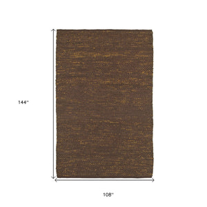 Homeroots 9' X 12' Brown Damask Hand Woven Area Rug  Jute 565163