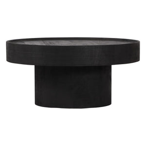 HomeRoots 28" Black Round Solid Wood Pedestal Coffee Table – Elegant Design for Contemporary Living Spaces 565164