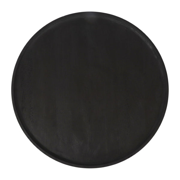 HomeRoots 28" Black Round Solid Wood Pedestal Coffee Table – Elegant Design for Contemporary Living Spaces 565164