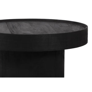 HomeRoots 28" Black Round Solid Wood Pedestal Coffee Table – Elegant Design for Contemporary Living Spaces 565164