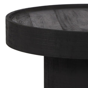 HomeRoots 28" Black Round Solid Wood Pedestal Coffee Table – Elegant Design for Contemporary Living Spaces 565164