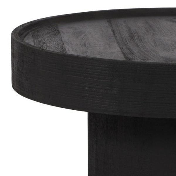 HomeRoots 28" Black Round Solid Wood Pedestal Coffee Table – Elegant Design for Contemporary Living Spaces 565164