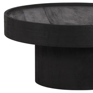HomeRoots 28" Black Round Solid Wood Pedestal Coffee Table – Elegant Design for Contemporary Living Spaces 565164