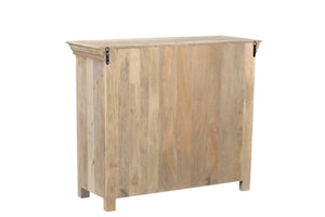 HomeRoots 46" White Distressed Solid Wood Sideboard with Carved Scrollwork - Versatile Storage for Any Room 565165