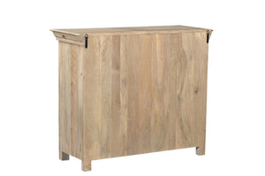 46 Inch Solid Wood Buffet with Carved Scrollwork Two Drawers Distressed Black Finish
