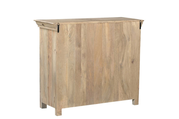 46 Inch Solid Wood Buffet with Carved Scrollwork Two Drawers Distressed Black Finish