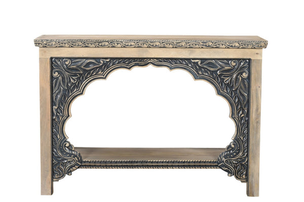 HomeRoots 56" Rustic Solid Wood Console Table with Distressed Natural & Black Finish - Versatile & Unique Design 565173