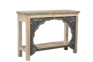 HomeRoots 56" Rustic Solid Wood Console Table with Distressed Natural & Black Finish - Versatile & Unique Design 565173