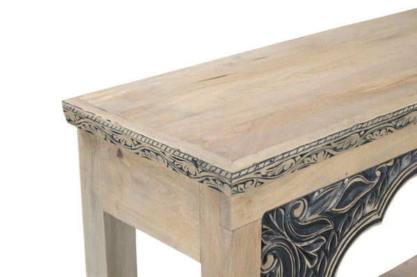 HomeRoots 56" Rustic Solid Wood Console Table with Distressed Natural & Black Finish - Versatile & Unique Design 565173