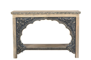 HomeRoots 56" Rustic Solid Wood Console Table with Distressed Natural & Black Finish - Versatile & Unique Design 565173