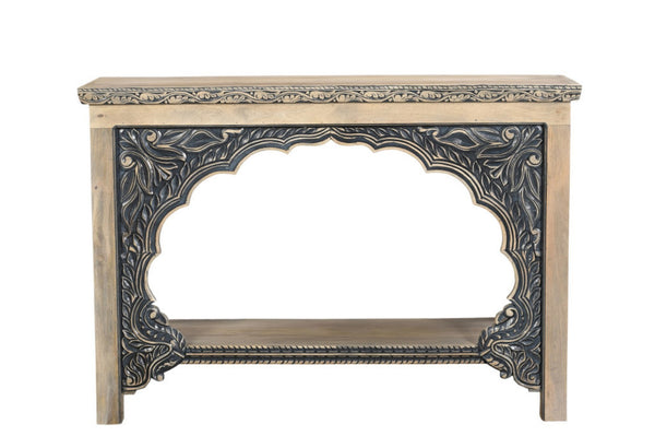 HomeRoots 56" Rustic Solid Wood Console Table with Distressed Natural & Black Finish - Versatile & Unique Design 565173
