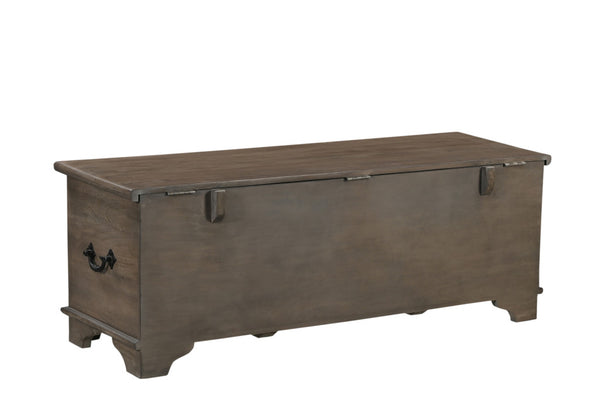 Homeroots 54" Brown Carved Floral Solid Wood Storage Ottoman – Stylish Rustic Seating & Hidden Storage Solution   565175
