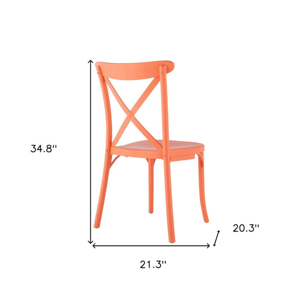 Homeroots Set Of Four 21" Salmon Heavy Duty Plastic Stacking Chairs - Stylish, Durable Outdoor Dining Comfort  Plastic 565177