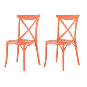 Homeroots Set Of Four 21" Salmon Heavy Duty Plastic Stacking Chairs - Stylish, Durable Outdoor Dining Comfort  Plastic 565177