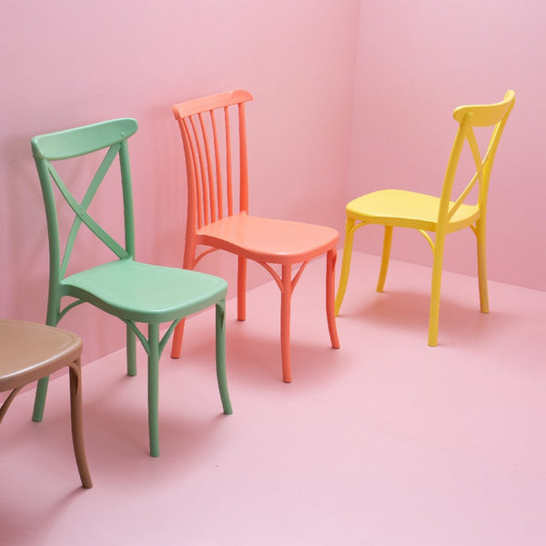 Homeroots Set Of Four 21" Salmon Heavy Duty Plastic Stacking Chairs - Stylish, Durable Outdoor Dining Comfort  Plastic 565177