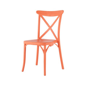 Homeroots Set Of Four 21" Salmon Heavy Duty Plastic Stacking Chairs - Stylish, Durable Outdoor Dining Comfort  Plastic 565177