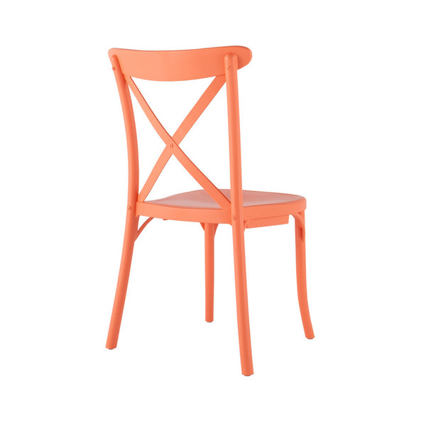 Homeroots Set Of Four 21" Salmon Heavy Duty Plastic Stacking Chairs - Stylish, Durable Outdoor Dining Comfort  Plastic 565177