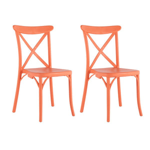 Homeroots Set Of Four 21" Salmon Heavy Duty Plastic Stacking Chairs - Stylish, Durable Outdoor Dining Comfort  Plastic 565177
