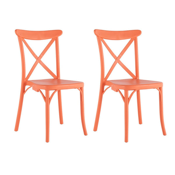 Homeroots Set Of Four 21" Salmon Heavy Duty Plastic Stacking Chairs - Stylish, Durable Outdoor Dining Comfort  Plastic 565177