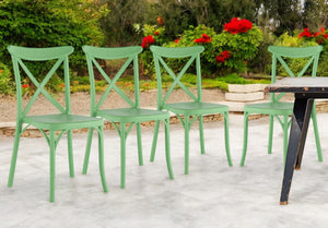 Homeroots Set Of Four 21" Green Heavy Duty Outdoor Stacking Chairs For Stylish Dining & Relaxation Outdoors  Plastic 565178