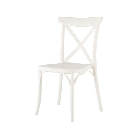 Homeroots Set Of Four 21" White Heavy Duty Plastic Outdoor Stacking Dining Chairs For Stylish Comfort & Relaxation  Plastic 565179