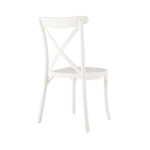 Homeroots Set Of Four 21" White Heavy Duty Plastic Outdoor Stacking Dining Chairs For Stylish Comfort & Relaxation  Plastic 565179