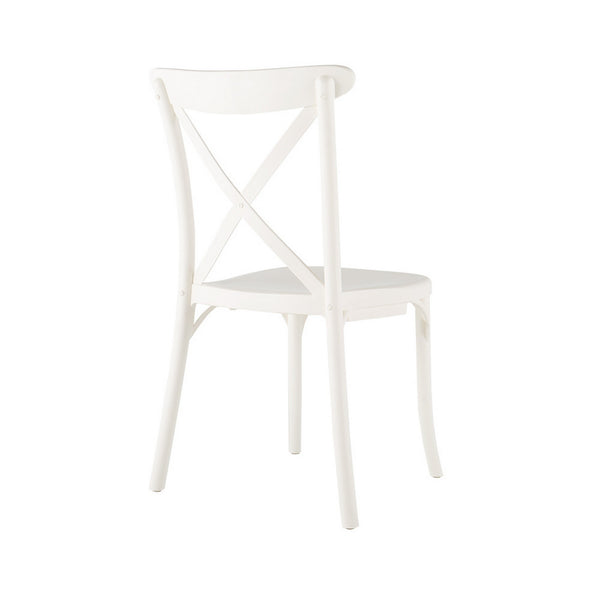 Homeroots Set Of Four 21" White Heavy Duty Plastic Outdoor Stacking Dining Chairs For Stylish Comfort & Relaxation  Plastic 565179
