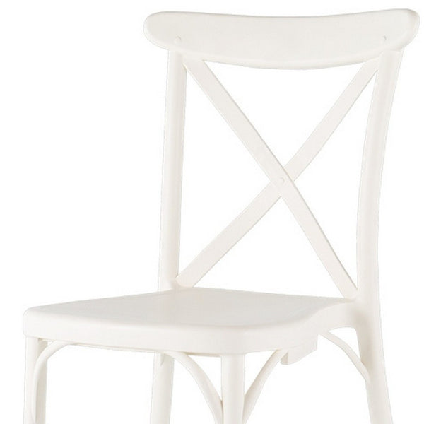 Homeroots Set Of Four 21" White Heavy Duty Plastic Outdoor Stacking Dining Chairs For Stylish Comfort & Relaxation  Plastic 565179