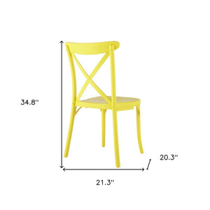 Homeroots Set Of Four Yellow Heavy Duty Plastic Cross Back Dining Chairs – Stylish, Stackable & Versatile!   565180