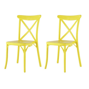 Homeroots Set Of Four Yellow Heavy Duty Plastic Cross Back Dining Chairs – Stylish, Stackable & Versatile!   565180