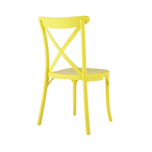 Homeroots Set Of Four Yellow Heavy Duty Plastic Cross Back Dining Chairs – Stylish, Stackable & Versatile!   565180