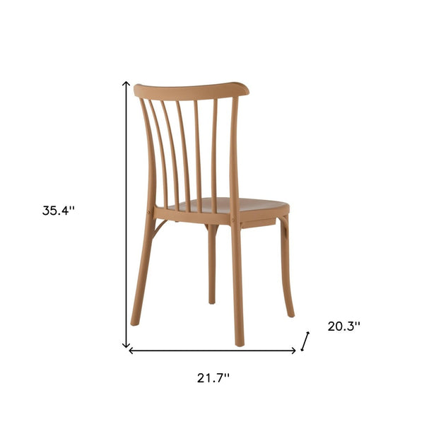 Homeroots Set Of Four Tan Heavy Duty Plastic Slat Back Dining Chairs - Stylish, Stackable Comfort For Any Room   565181