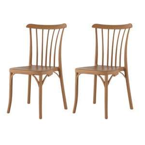 Homeroots Set Of Four Tan Heavy Duty Plastic Slat Back Dining Chairs - Stylish, Stackable Comfort For Any Room   565181