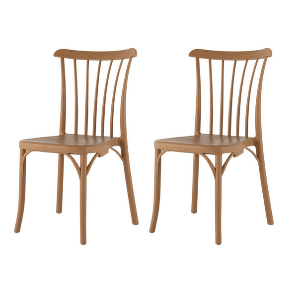 Homeroots Set Of Four Tan Heavy Duty Plastic Slat Back Dining Chairs - Stylish, Stackable Comfort For Any Room   565181