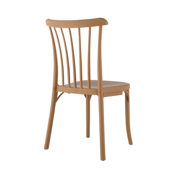Homeroots Set Of Four Tan Heavy Duty Plastic Slat Back Dining Chairs - Stylish, Stackable Comfort For Any Room   565181