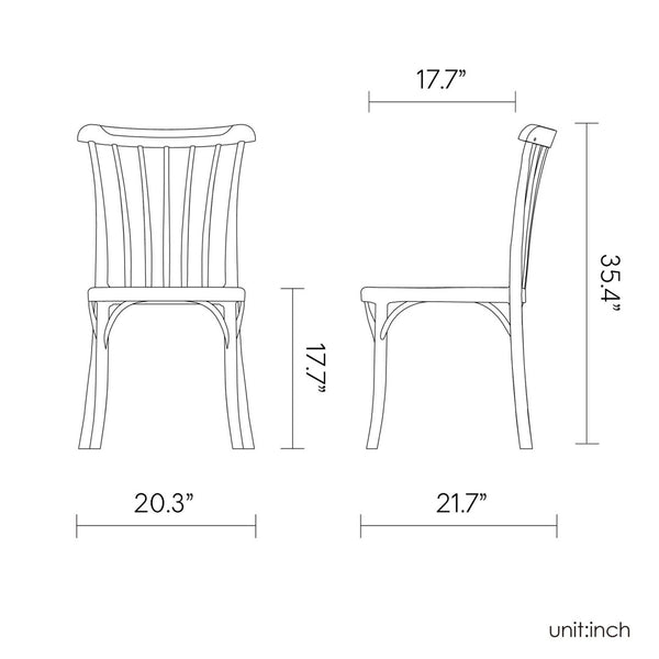 HomeRoots Set of Two Tan and Natural Slat-Back Dining Chairs - Heavy-Duty, Stackable, Stylish & Versatile 565181