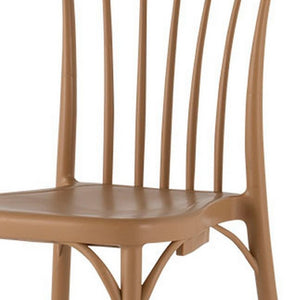 Homeroots Set Of Four Tan Heavy Duty Plastic Slat Back Dining Chairs - Stylish, Stackable Comfort For Any Room   565181