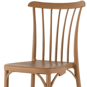 Homeroots Set Of Four Tan Heavy Duty Plastic Slat Back Dining Chairs - Stylish, Stackable Comfort For Any Room   565181