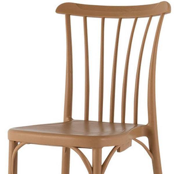 Homeroots Set Of Four Tan Heavy Duty Plastic Slat Back Dining Chairs - Stylish, Stackable Comfort For Any Room   565181