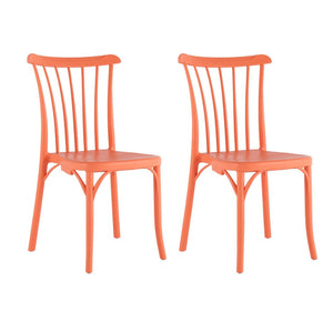 Homeroots Set Of Four 22" Salmon Heavy Duty Outdoor Stacking Dining Chairs For Stylish Comfort & Durability  Plastic 565182