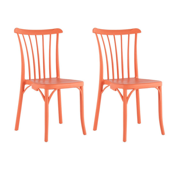 Homeroots Set Of Four 22" Salmon Heavy Duty Outdoor Stacking Dining Chairs For Stylish Comfort & Durability  Plastic 565182
