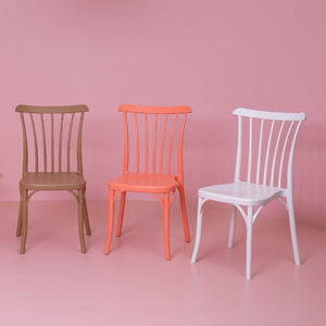 Homeroots Set Of Four 22" Salmon Heavy Duty Outdoor Stacking Dining Chairs For Stylish Comfort & Durability  Plastic 565182