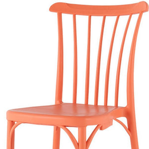 Homeroots Set Of Four 22" Salmon Heavy Duty Outdoor Stacking Dining Chairs For Stylish Comfort & Durability  Plastic 565182