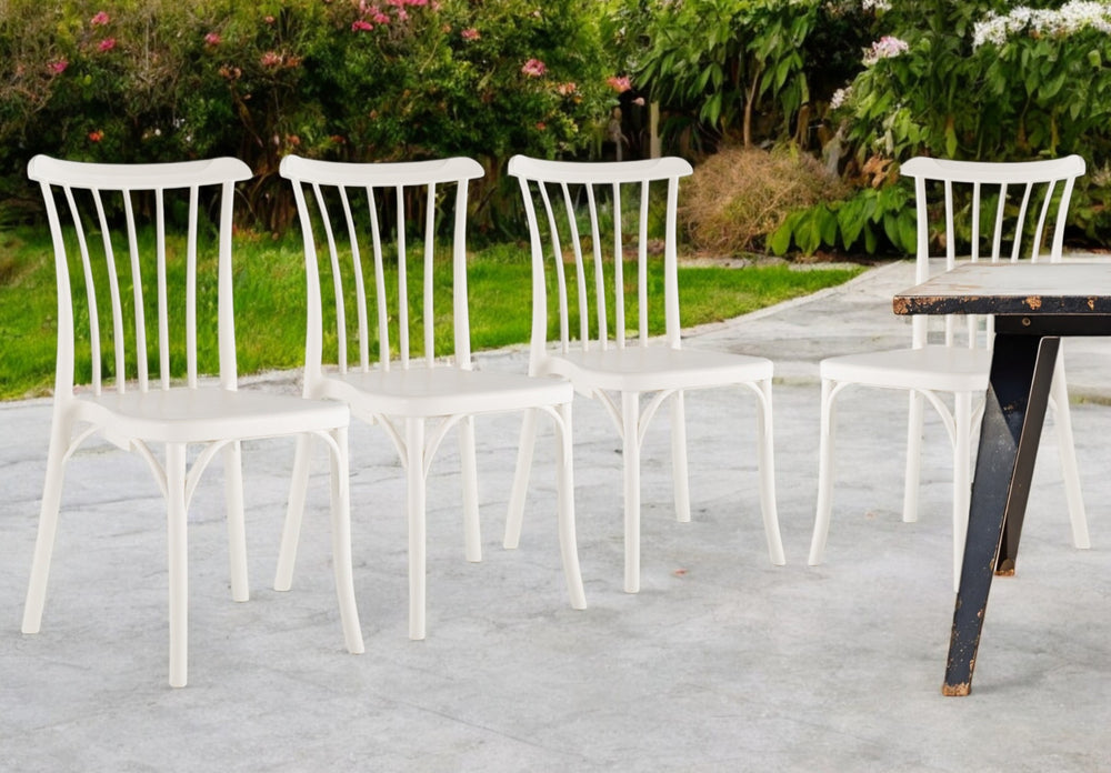 Homeroots Set Of Four 22-inch White Heavy Duty Outdoor Stacking Dining Chairs For Comfort And Style  Plastic 565184