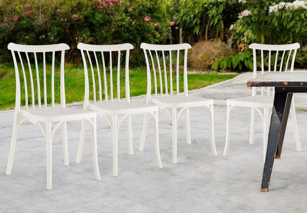 Homeroots Set Of Four 22-inch White Heavy Duty Outdoor Stacking Dining Chairs For Comfort And Style  Plastic 565184