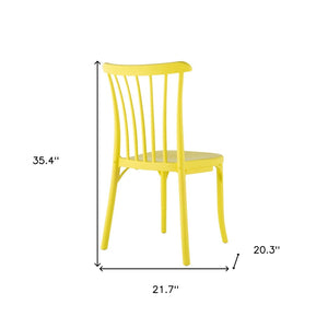 Homeroots Set Of Four 22" Yellow Heavy Duty Plastic Outdoor Stacking Chairs – Stylish, Durable & Comfortable  Plastic 565185