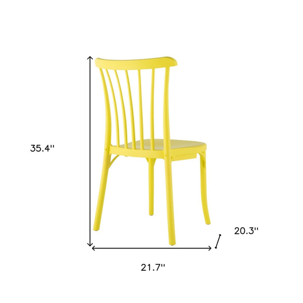 Homeroots Set Of Four 22" Yellow Heavy Duty Plastic Outdoor Stacking Chairs – Stylish, Durable & Comfortable  Plastic 565185