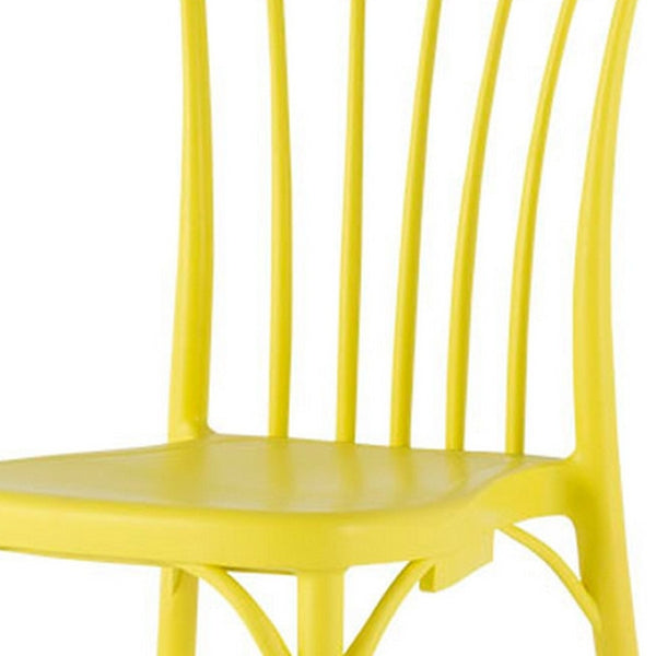 Homeroots Set Of Four 22" Yellow Heavy Duty Plastic Outdoor Stacking Chairs – Stylish, Durable & Comfortable  Plastic 565185