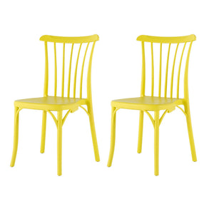 Homeroots Set Of Four 22" Yellow Heavy Duty Plastic Outdoor Stacking Chairs – Stylish, Durable & Comfortable  Plastic 565185